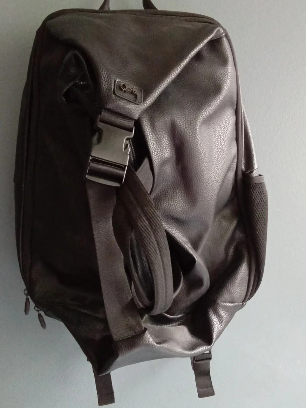 Black Leather Convertible Backpack Duffel Bag Multi-Functional Travel‎ Bag